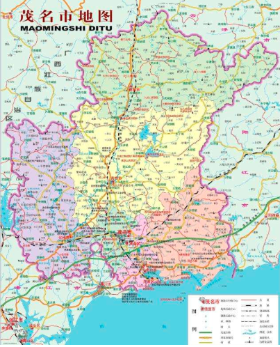 Area of maritime space of Guangdong each city has how old