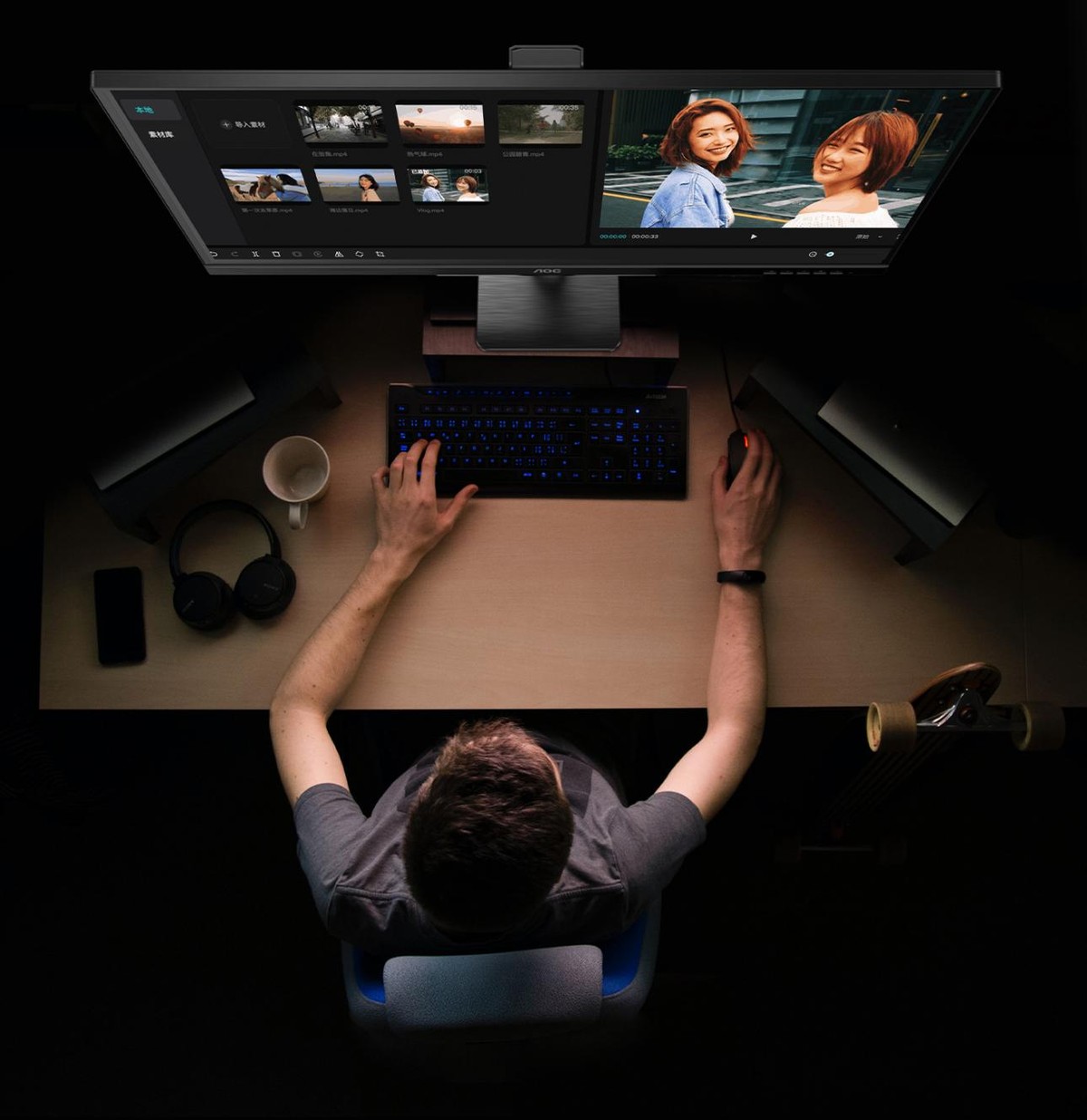 视频剪辑“神器”来了！AOC cu34p2x让剪辑更高效，内容创作更灵活