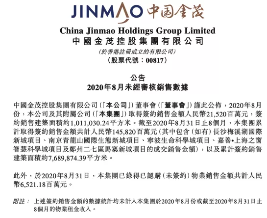 中国金茂销售表现亮眼，资金杠杆率进一步下降