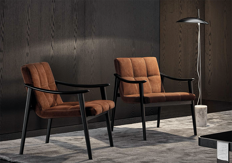 Italy Minotti 意大利家具米诺提设计师新款扶手椅Fynn 沙发椅
