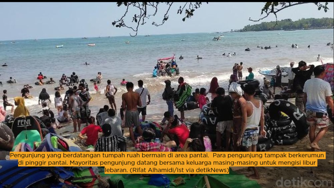 印尼多地海滩人潮汹涌