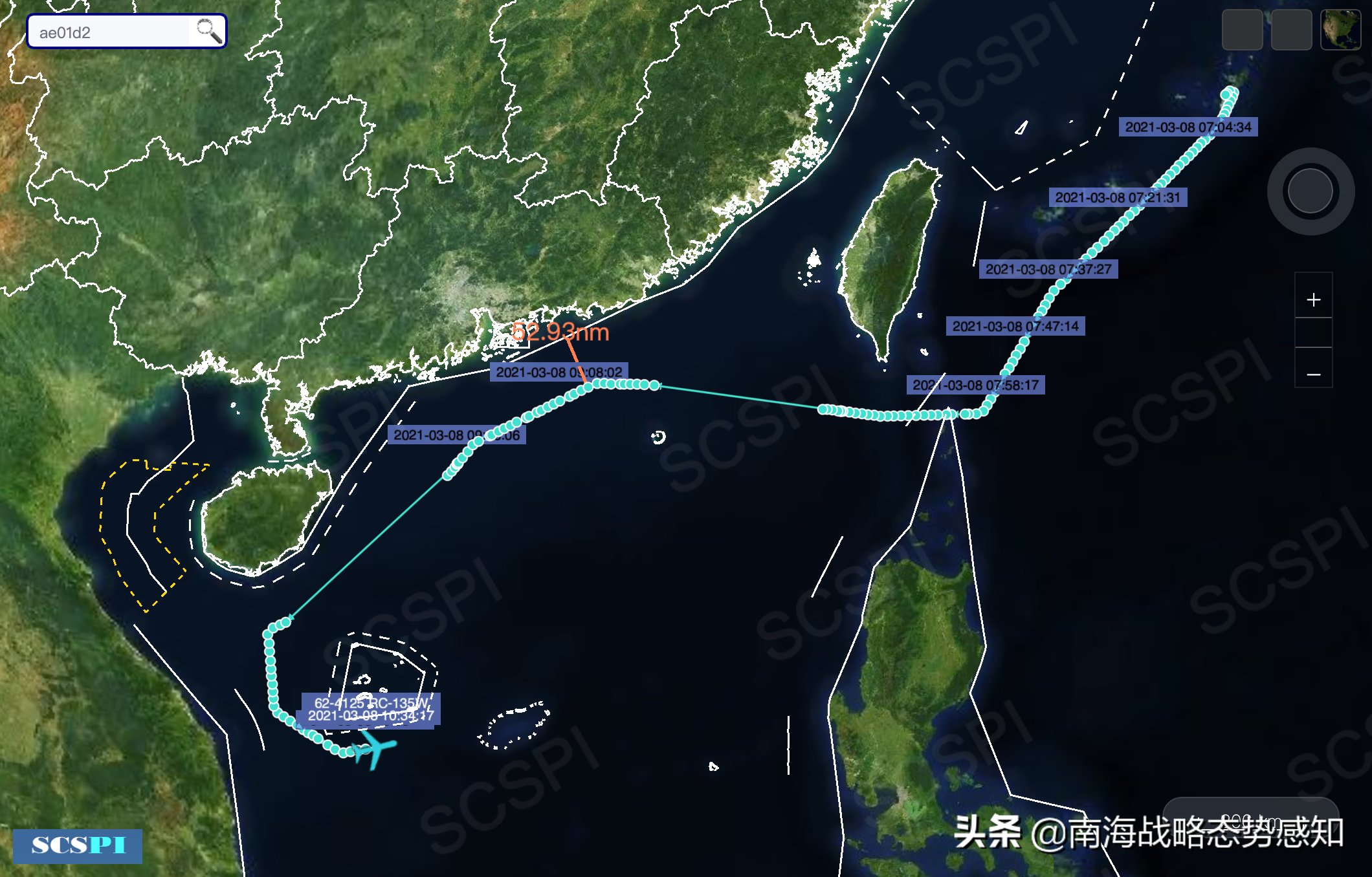 嚣张至此，美电子侦察机全程明码挑衅，离我国领海基线仅28海里