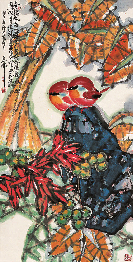 中国当代名家画集—开宗立派，独领风骚！京开现代彩墨花鸟《五》