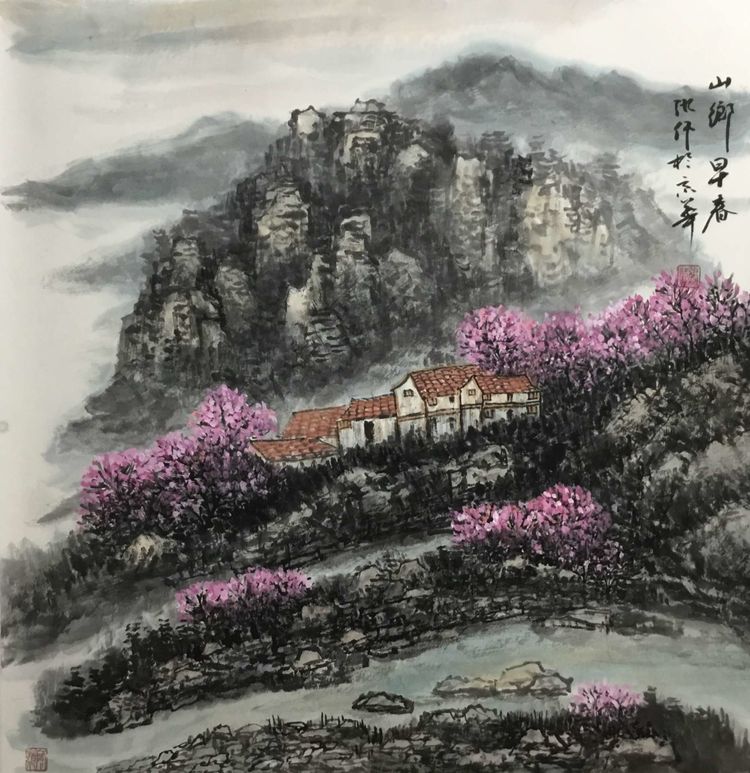 画家张伟主修国画山水一一画风笔墨灵动，贴近自然
