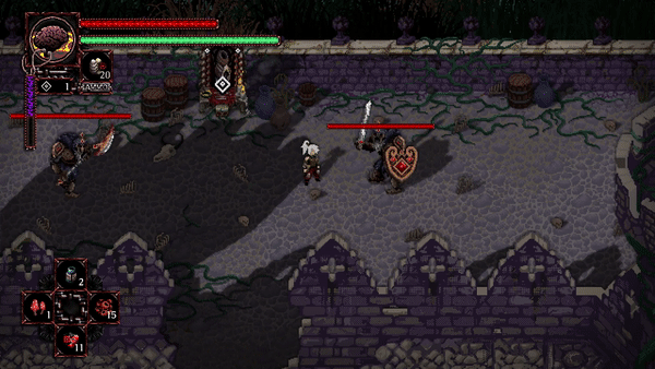 一款像素風格的“魂類”動作游戲