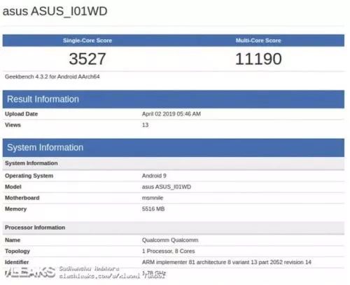 asusZenFone 6显卡跑分曝出：第一款外置4800万摄像镜头的骁龙855旗舰级