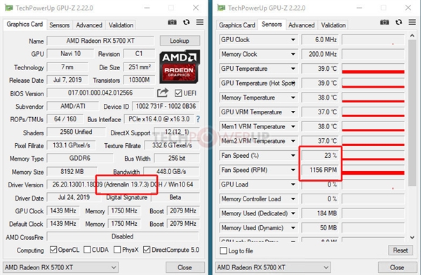 RX 5700显卡安装新驱动器：关机散热风扇加快66％