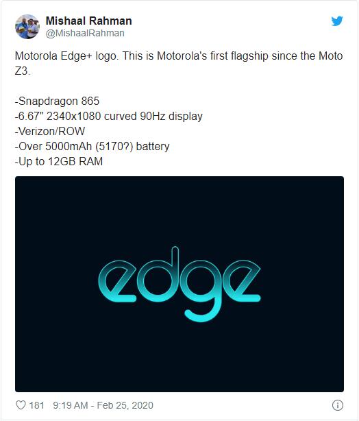 Moto旗舰级新手机Edge 或迅速来临 根据高通芯片骁龙865 5G SoC服务平台