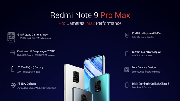 33W快速充电下发 Redmi Note 9 Pro Max价钱发布：1400元起