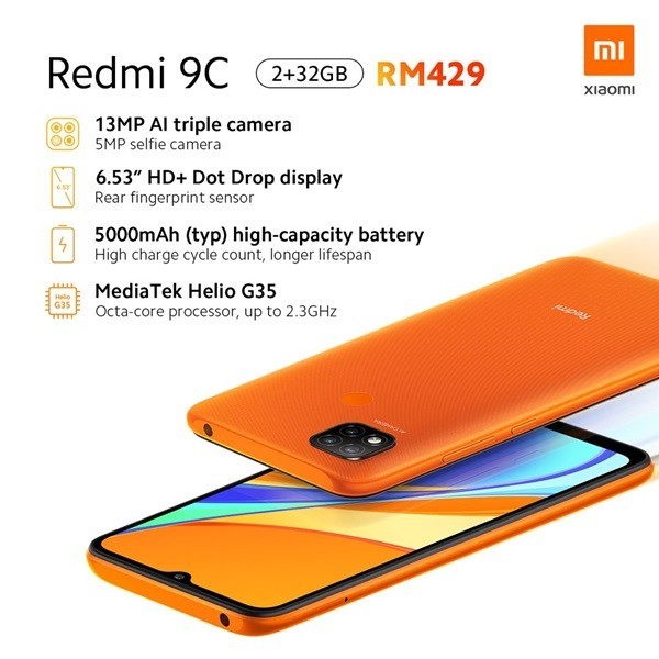 Redmi 9A、9C公布 6.53吋屏 5000mAh充電電池售593元起