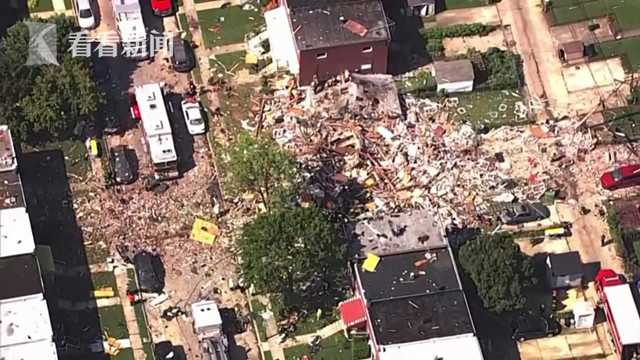 美国巴尔的摩市燃气爆炸 三户民宅被摧毁致1死6伤