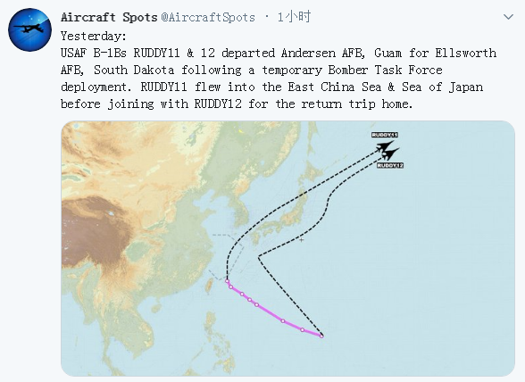 什么意图？！美超音速轰炸机返回本土途中故意绕道东海