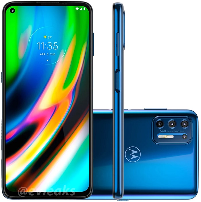 Moto G9 Plus超清宣图曝出 亮丽深蓝色外壳 开洞全面屏手机