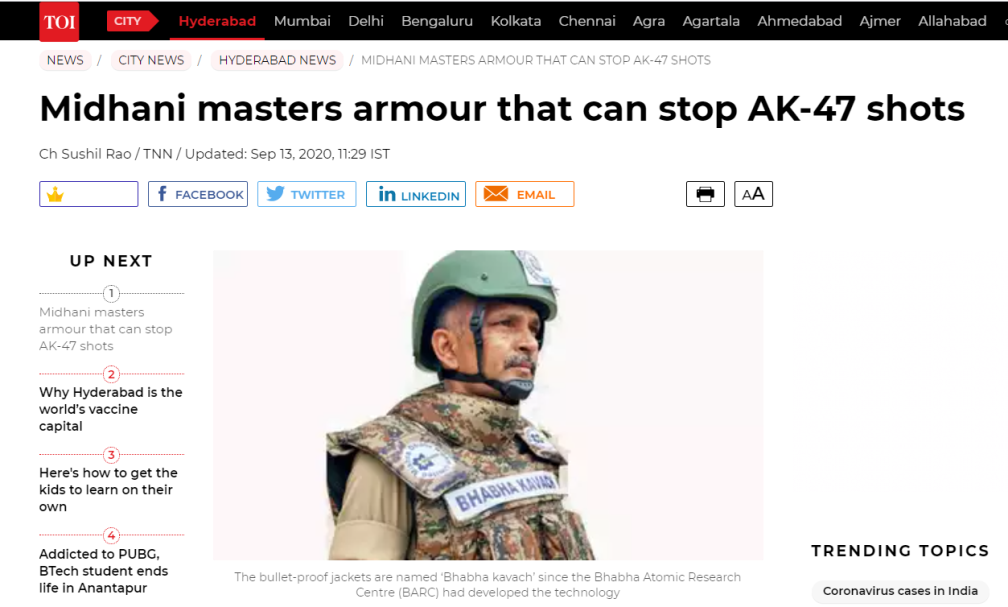 印媒：中印敏感时刻，印“国企”开始生产能挡AK-47子弹的防弹背心和军车