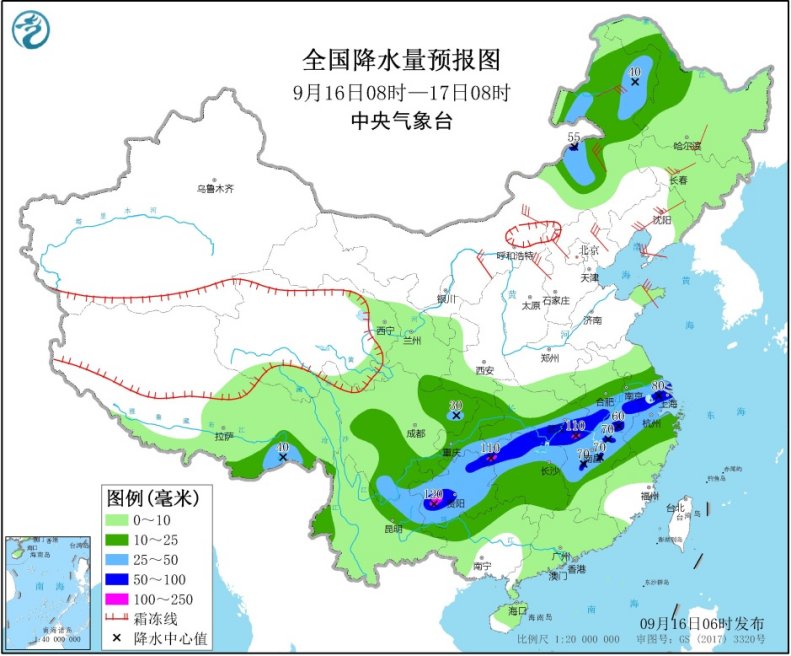 南方强降雨今日达到鼎盛 长江中下游湿凉华南维持闷热
