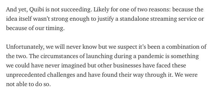 融资17亿美元的Quibi只活了半年：它不死才怪