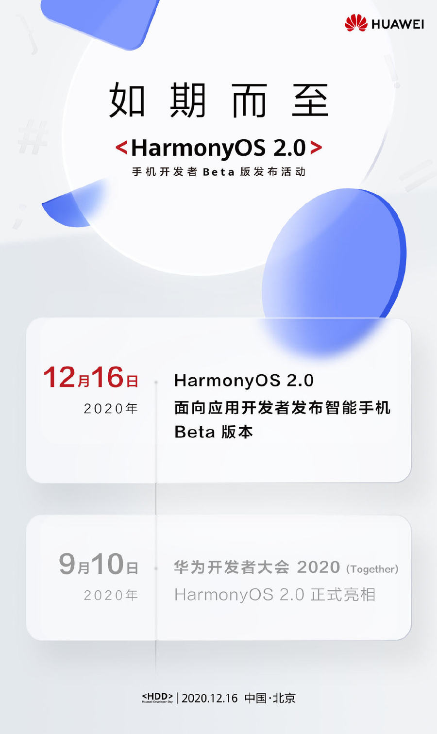 华为鸿蒙OS 2.0手机开发者Beta版即将发布