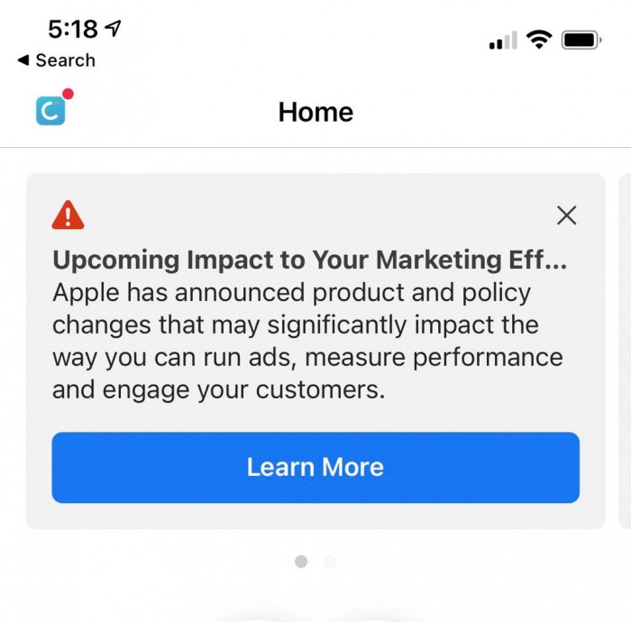 Facebook向广告主发出提醒：iOS 14隐私策略将严重影响投放效果