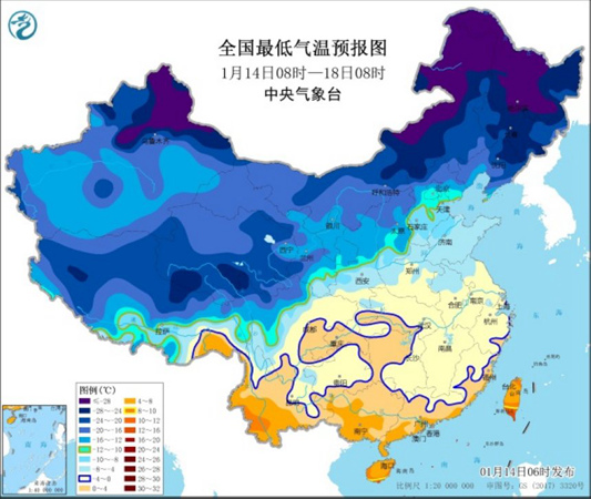 寒潮预警又来！中东部大部气温猛跌 多地降温超10℃