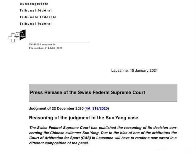 Swiss court bans contest to adjudicate cancel to Sun Yang reason head phonates the topic searchs a quantity to exceed 3.53 million in real time