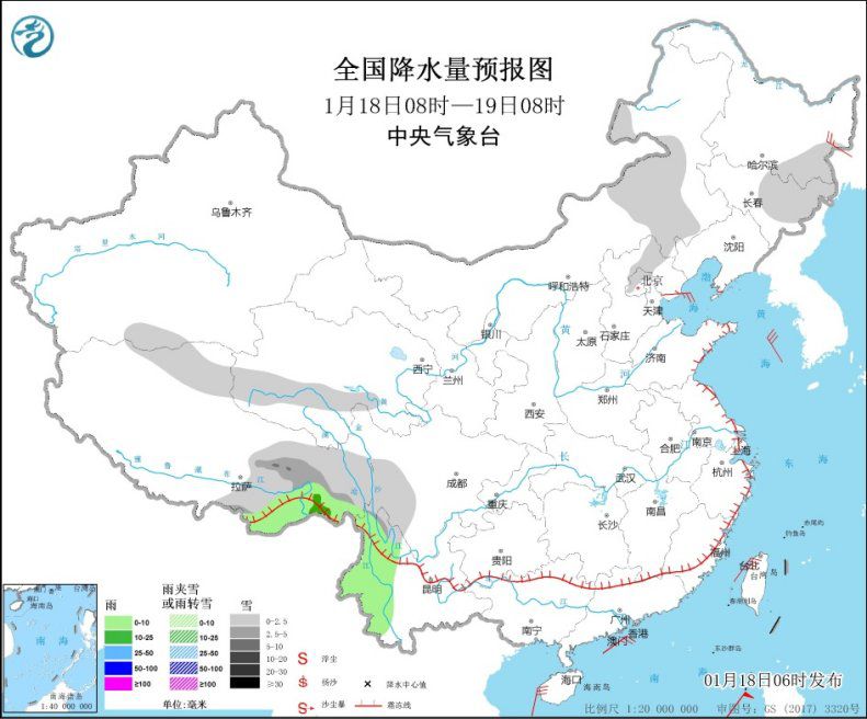 青藏高原东部有雨雪 黄淮及其以南地区将有弱降水天气