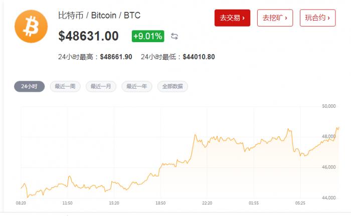 還在漲！比特幣升至49000美元，再創新高！上限在哪？華爾街投行仍在觀望