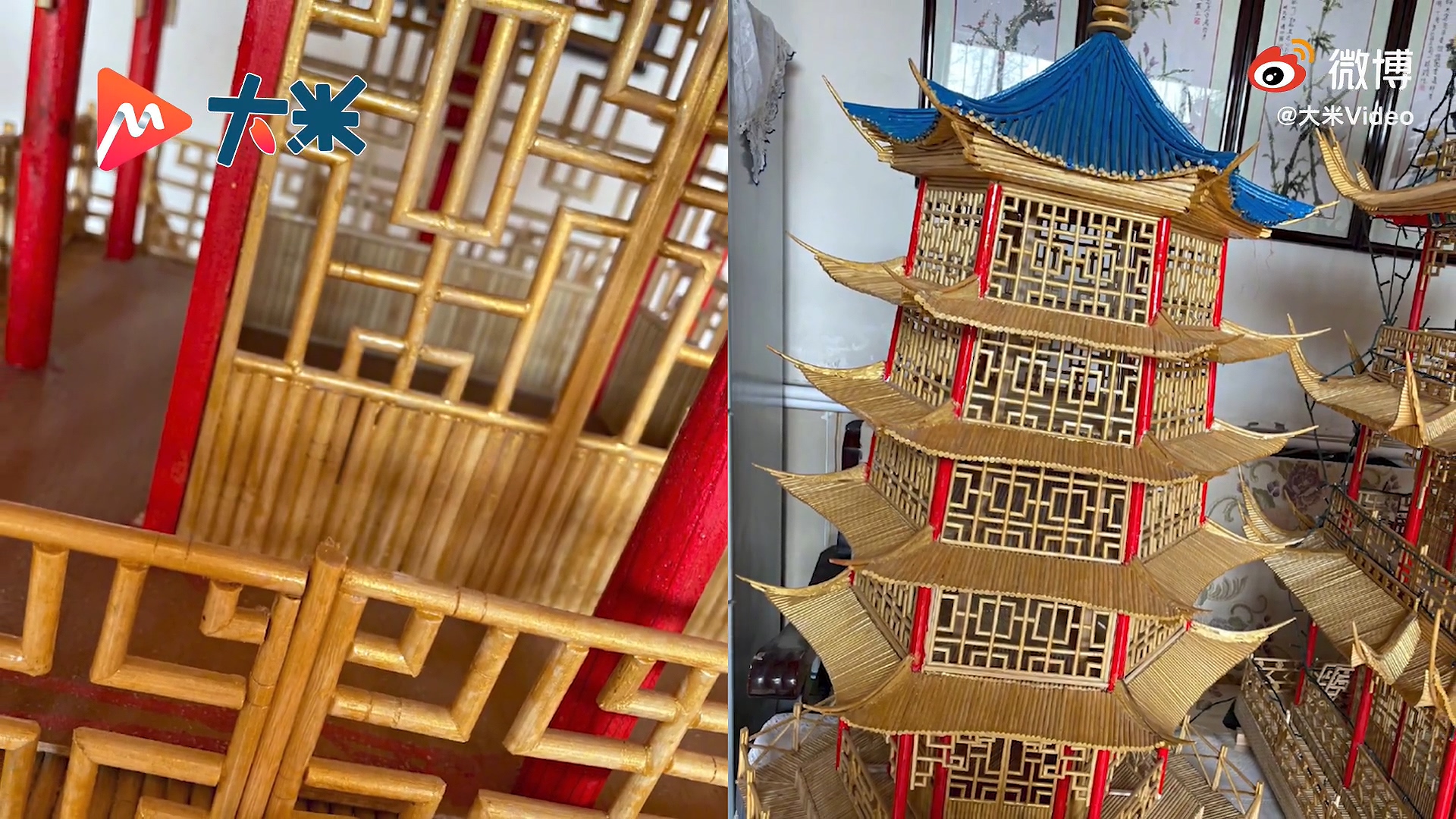 74岁大爷用5千双筷子搭出黄鹤楼制作过程不用图纸全凭想象