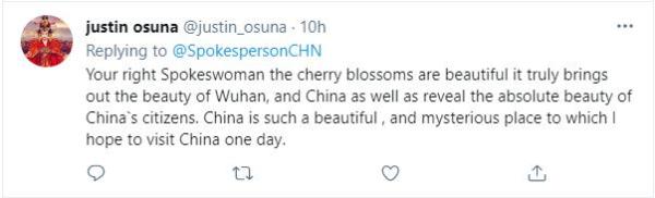 华春莹社交账号向海外推介武汉樱花，用了这4张照片……