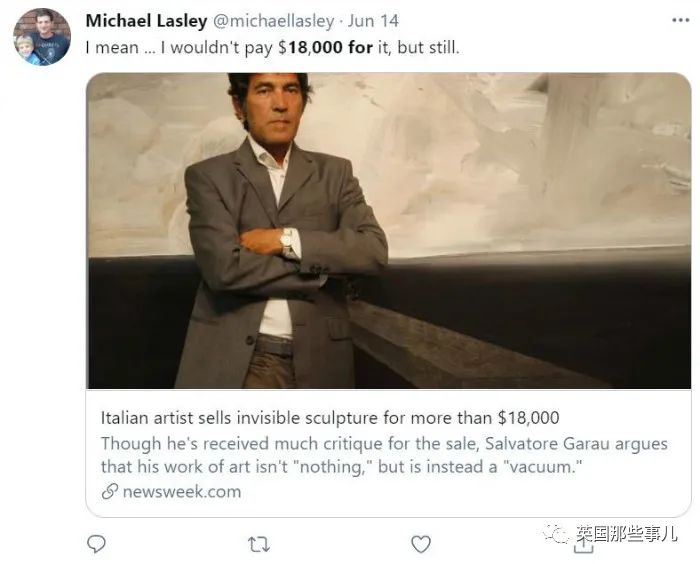艺术家搞了个看不见的隐形雕塑，卖了11万。网友：听说过皇帝的新装吗