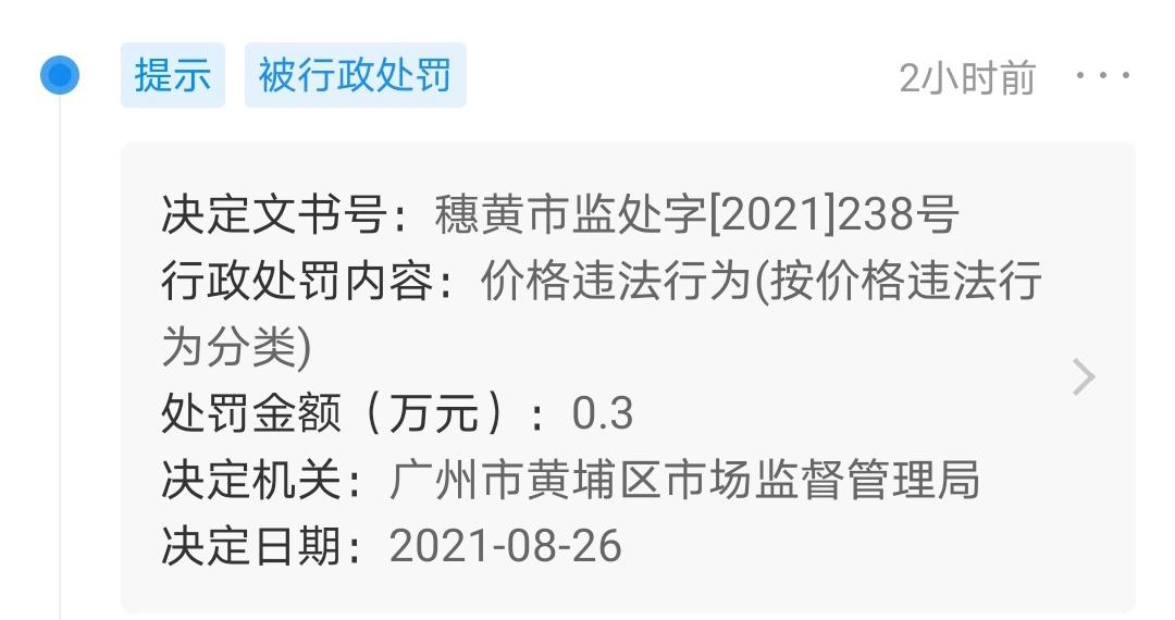 阿里健康大药房因价格违法被罚3000元