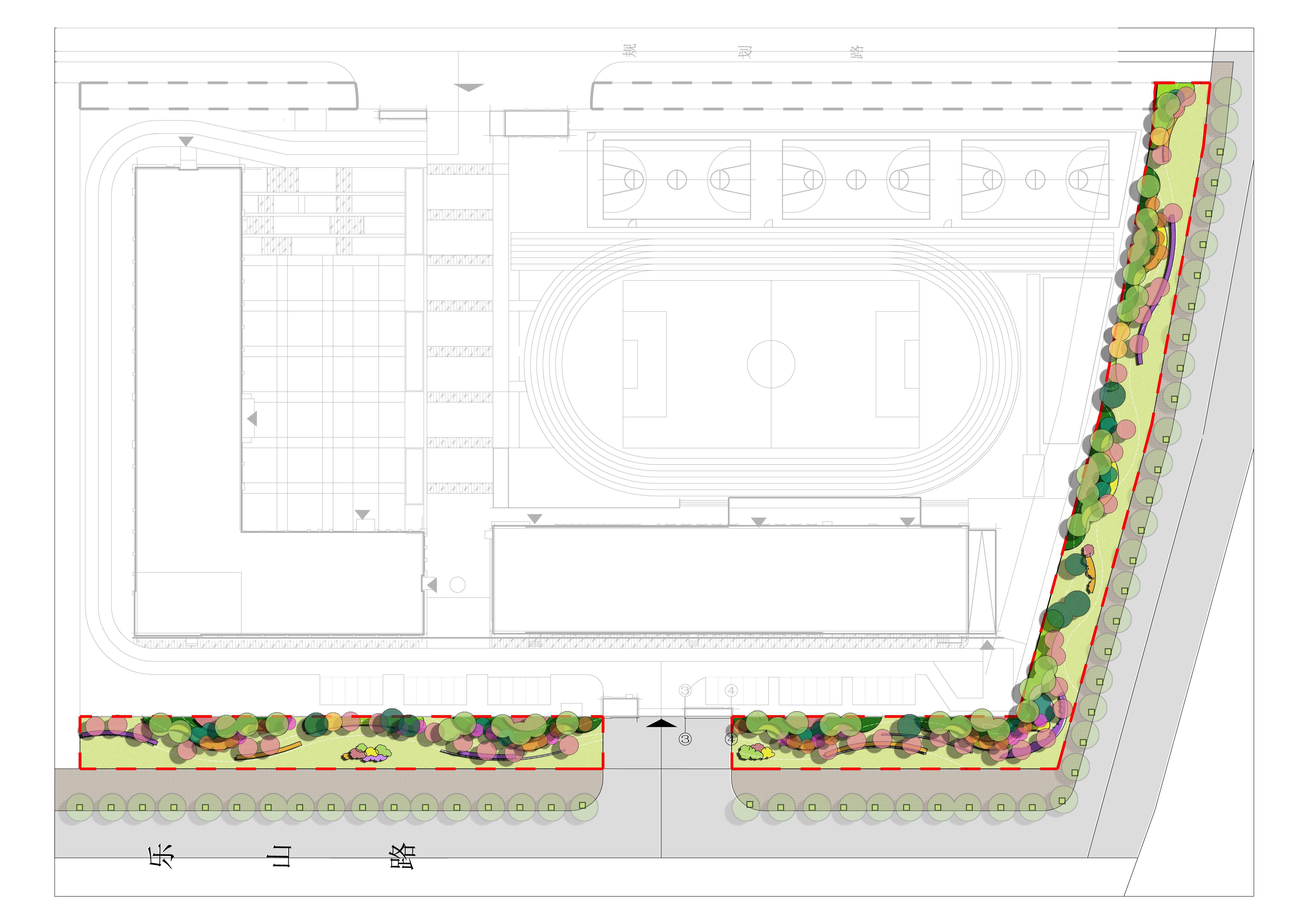 烟台开发区第十三小学周边绿化设计完成(图1)