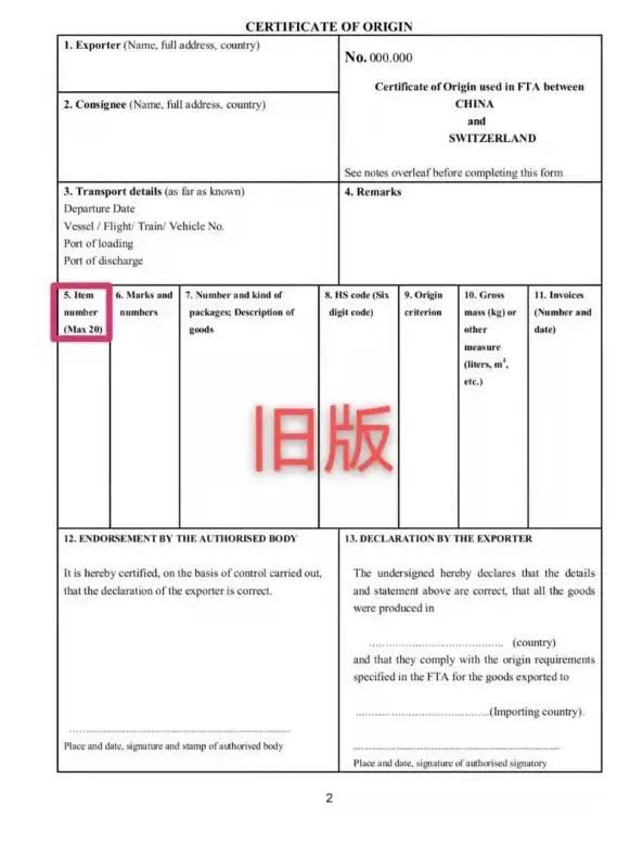 【关税征管】《关于调整中国-瑞士自贸协定项下原产地证书格式的公告》的出口方面政策解读