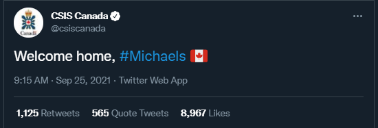加拿大情报机构欢迎两名迈克尔回家，加网民：瞒都不瞒了？