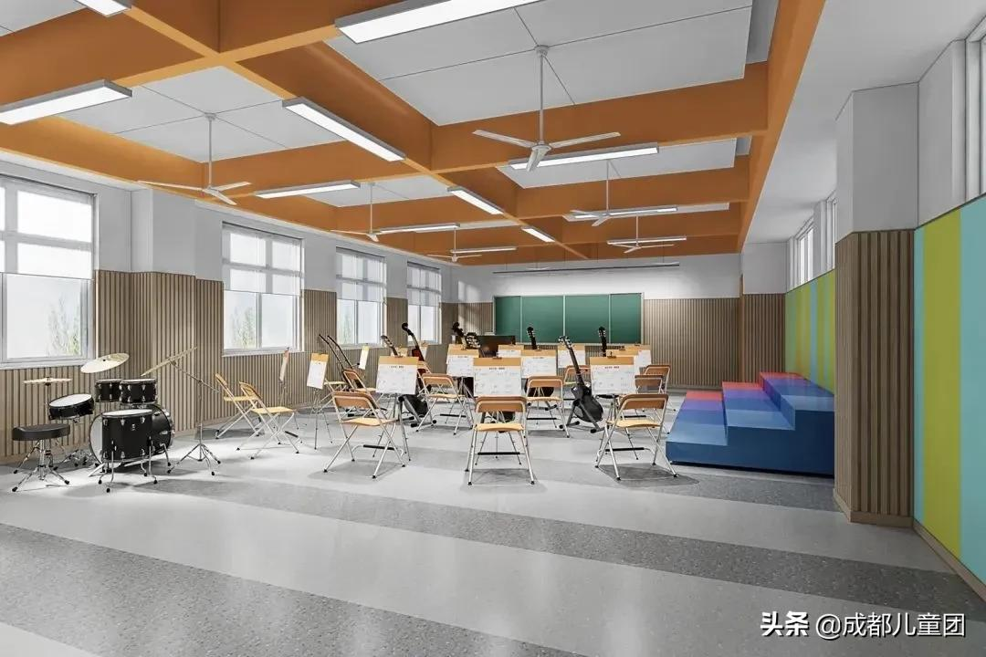 成都市龍江路小學新津分校音樂教室效果圖▲成都市龍江路小學新津