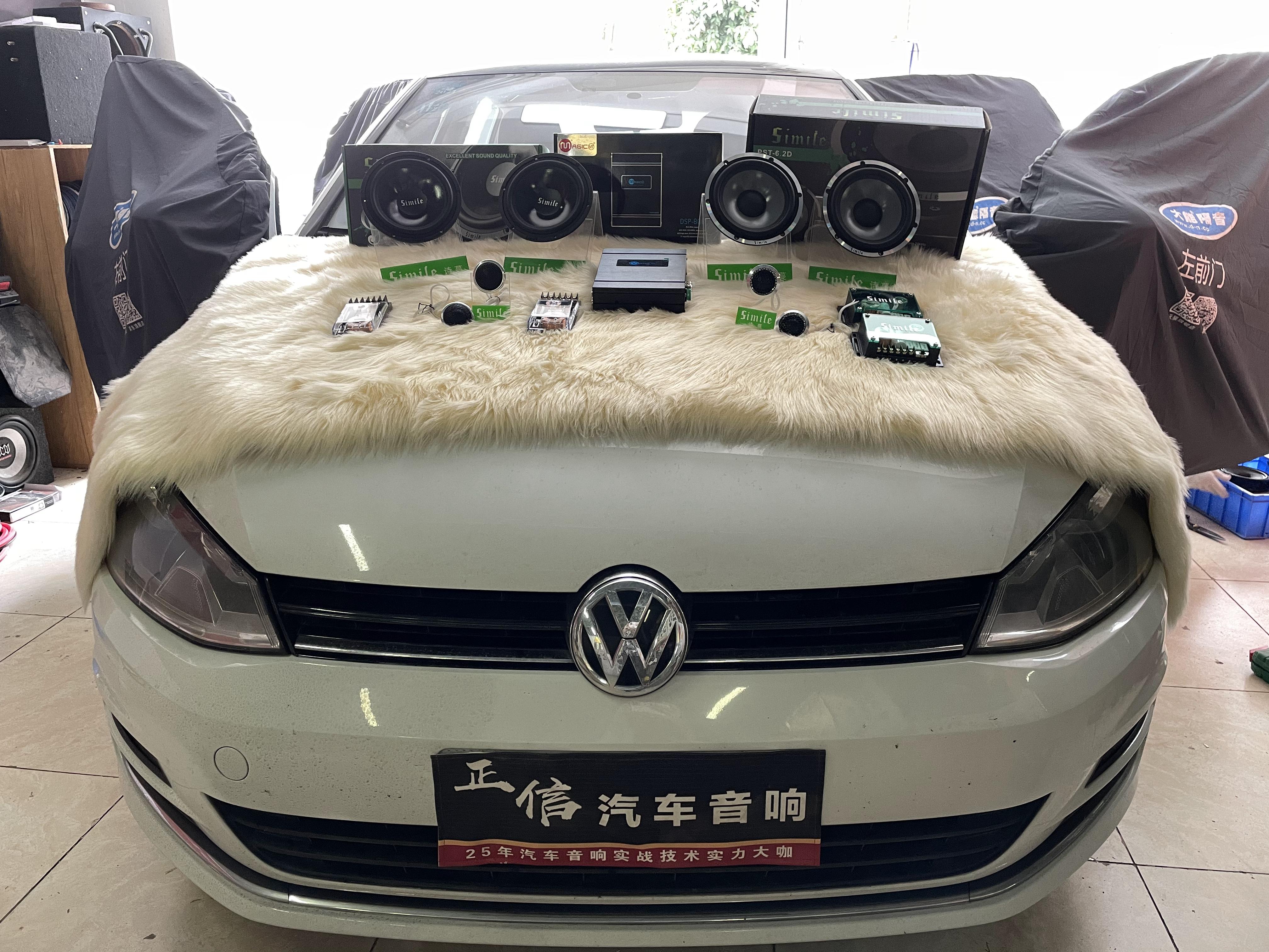 重庆大众高尔夫音响改装诗蔓+魔立方，全部原装位安装
