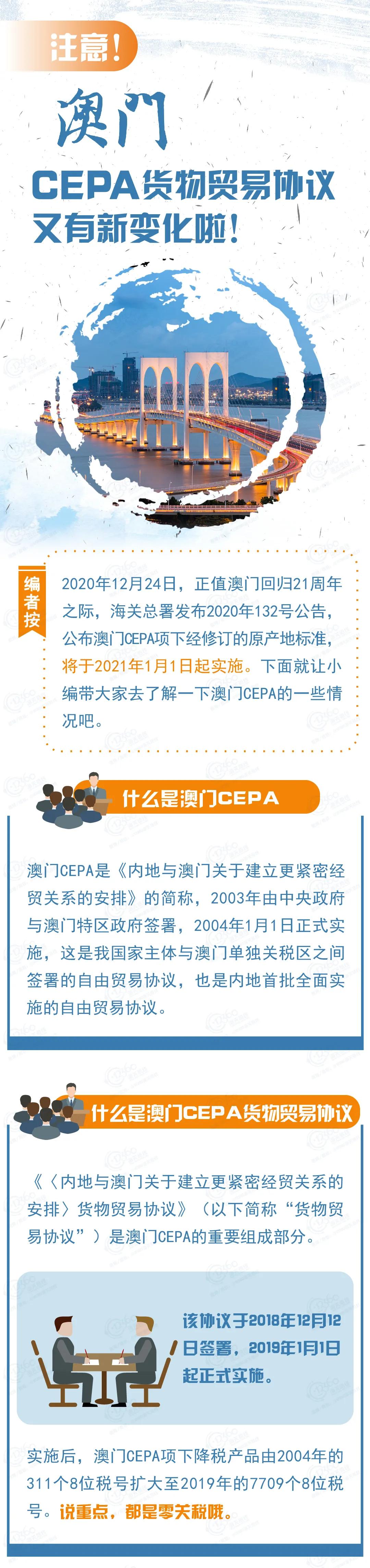 注意！澳门CEPA货物贸易协议新变化