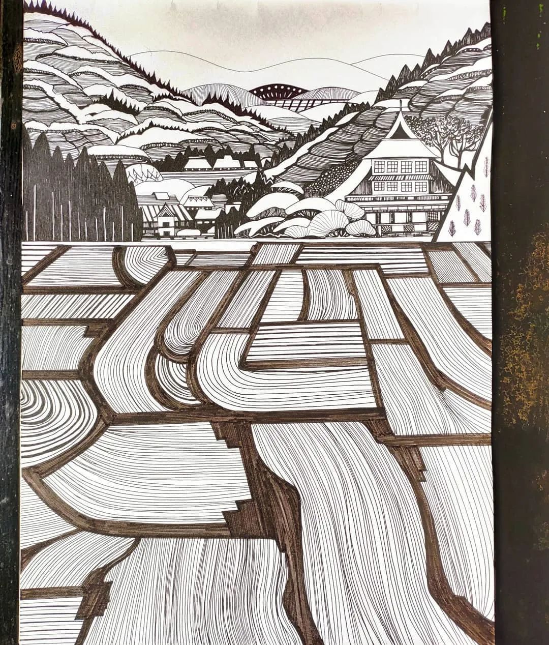 他笔下的版画肌理效果太强大了