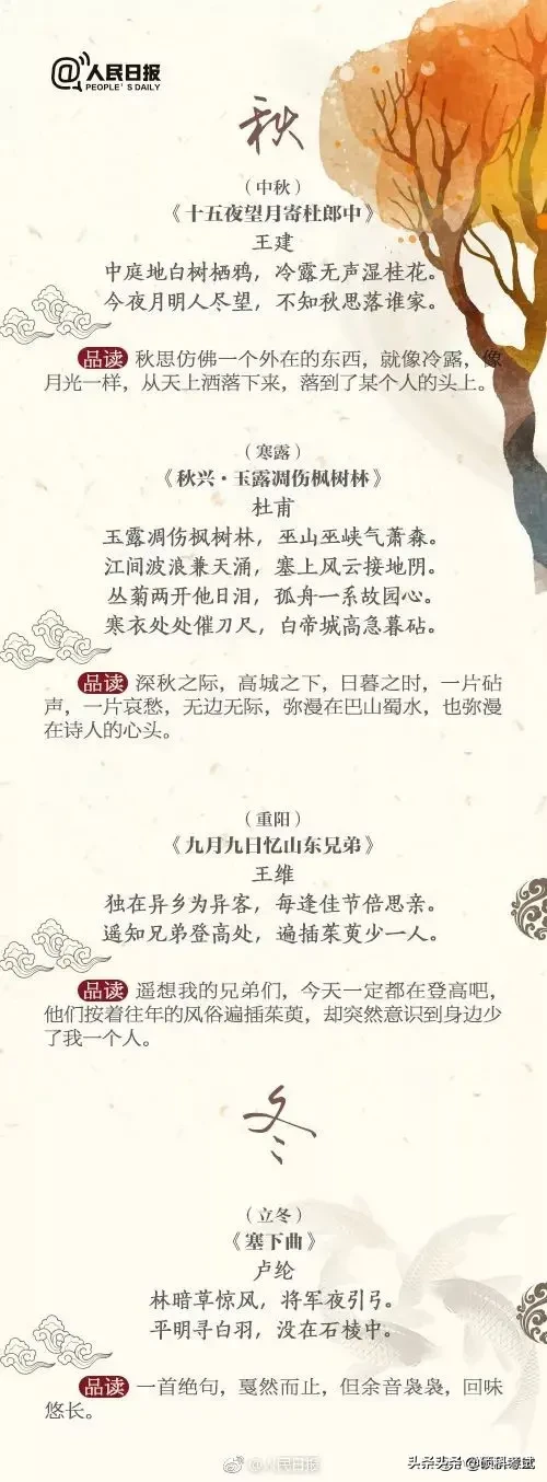 人民日报发布：28首节气节日诗，带你领略古诗里的字、画、韵之美-第7张图片-非凡网