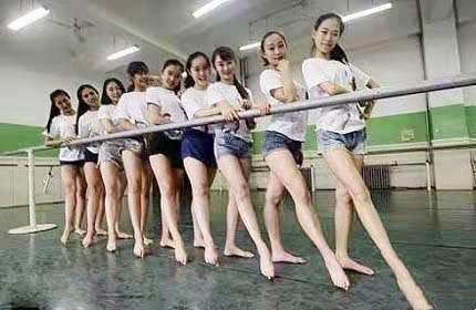 搞笑图片：九位练体操的女生，集体出来秀一下图片