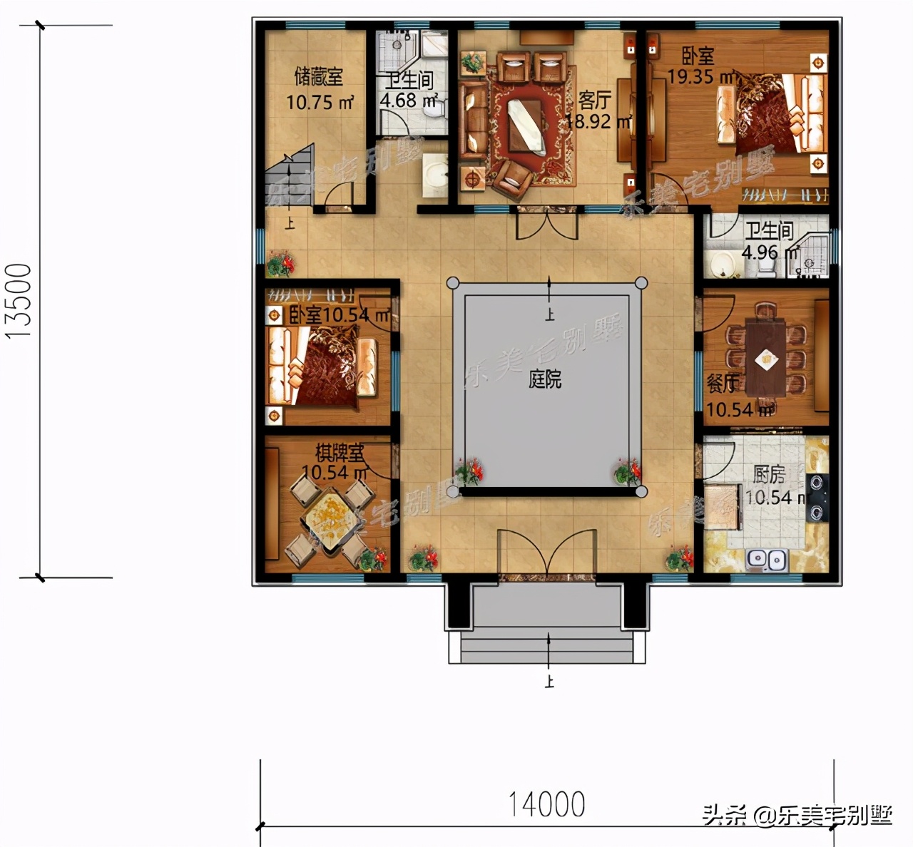 5款简单农村新中式自建别墅带有三合院设计图方正好看