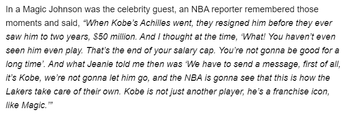 告訴NBA這就是湖人！珍妮霸氣解釋頂薪續大傷科比：他可是科比