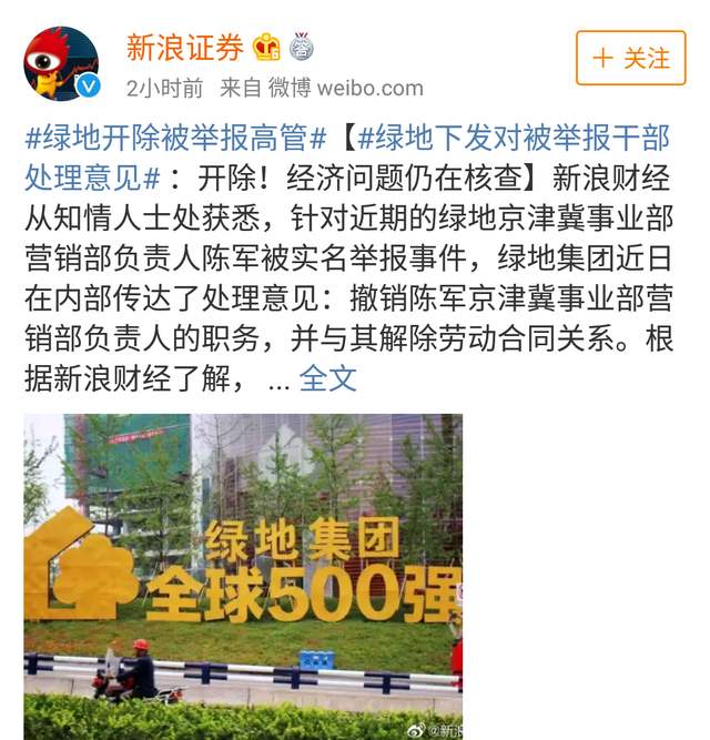 绿地高管处理结果已出，张雨婷人财两空还没完，还有问题等着调查