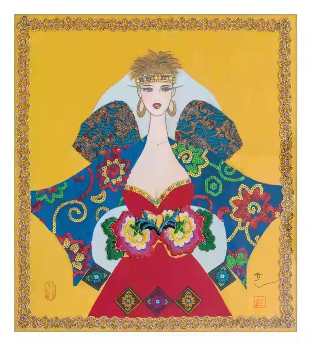 服装设计师袁红首创《水墨时尚装饰画》受到画界的赞议获国家版权
