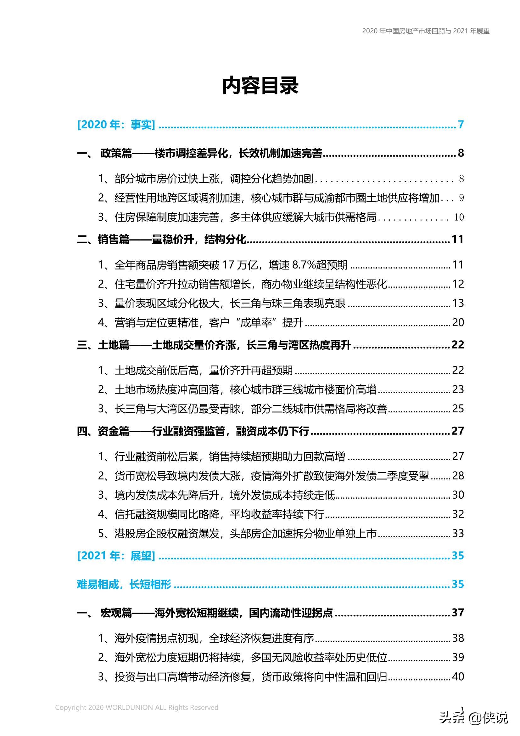 中国房地产市场2020年回顾与2021年展望（世联行）