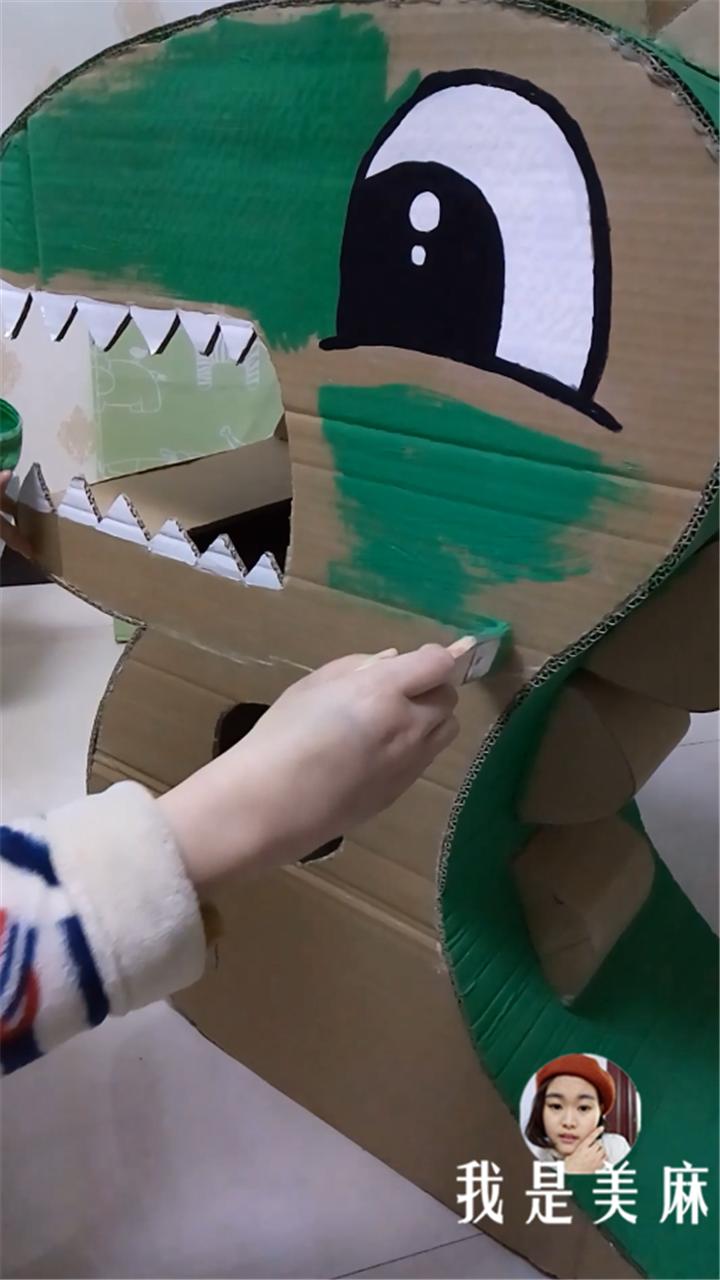纸箱制作恐龙简单做法图片