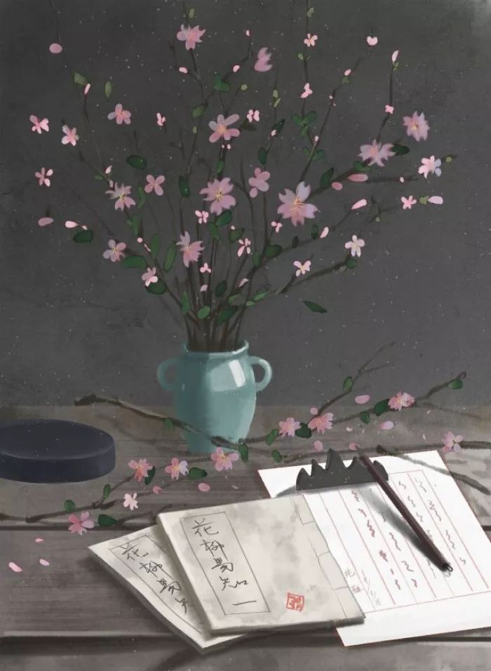 古风美物插画 | 裁为合欢扇，团团似明月