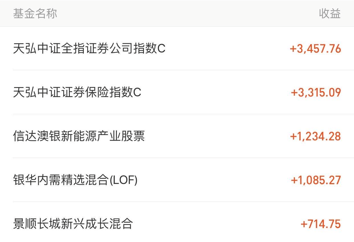 晒我今年最赚钱的5只基金