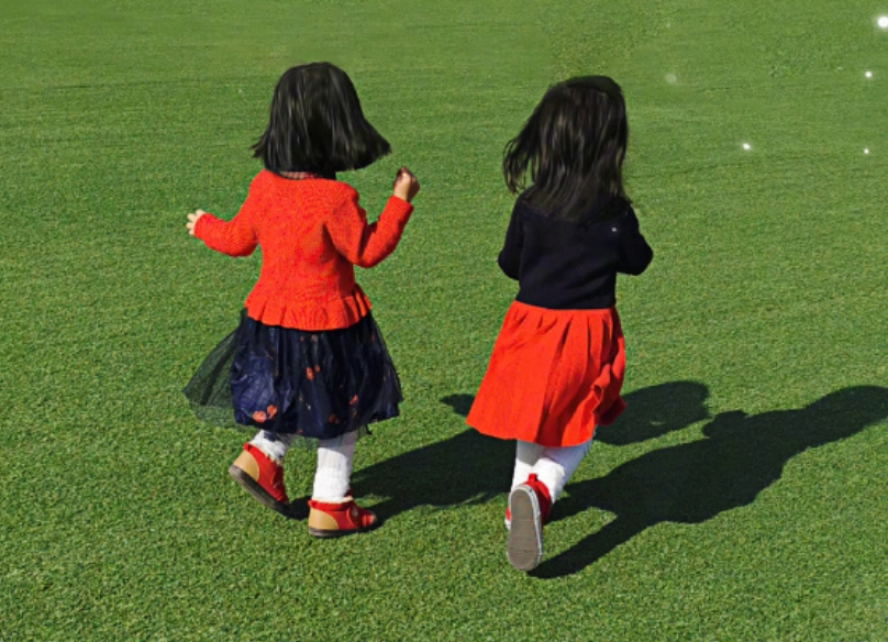 谢娜为跳跳俏俏庆生分享草地玩耍照配文字里行间满是对孩子的爱