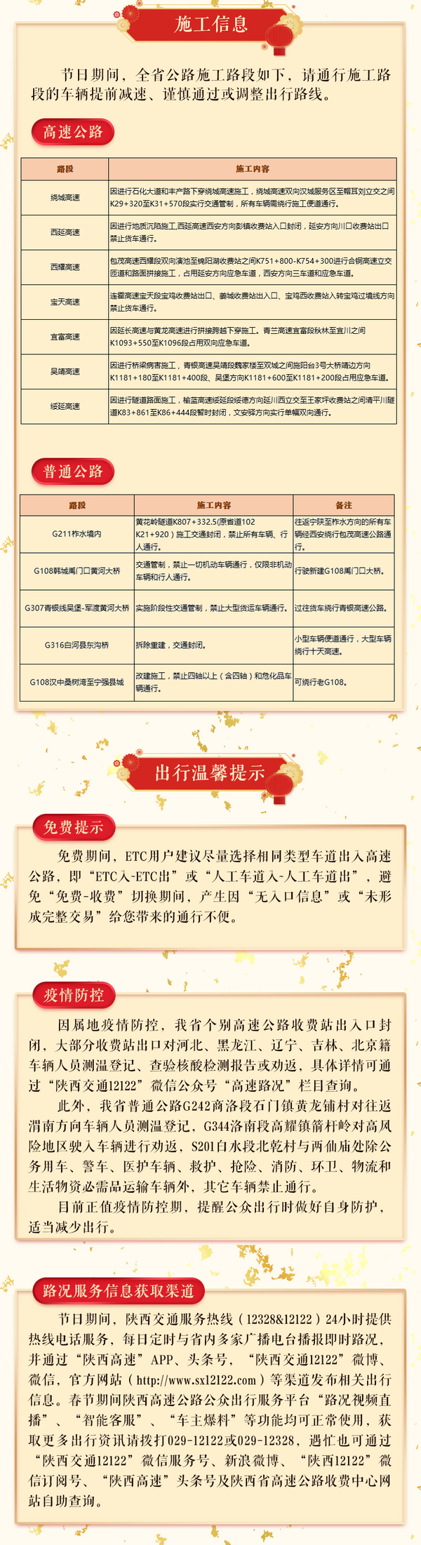 陕西省公安厅交警总队发布2021年春节交通安全预警提示