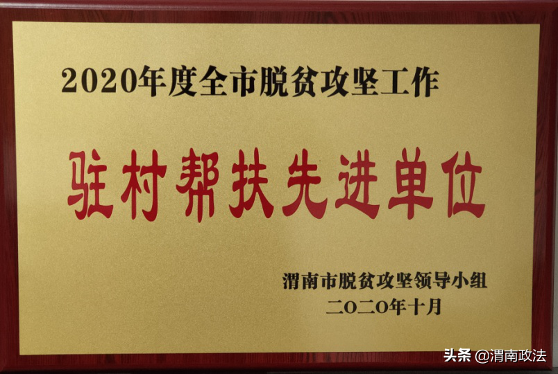 渭南中院荣获2020年度全市脱贫攻坚工作驻村帮扶先进单位